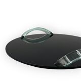 Hollywood regency black glass tray, Italy 1970s