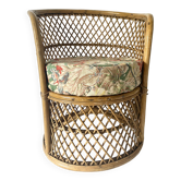 Fauteuil en rotin vintage croisillons