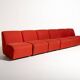Modular Sofa in Red Fabric, Italy, 1970s