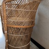 Pair of wicker rattan armchairs