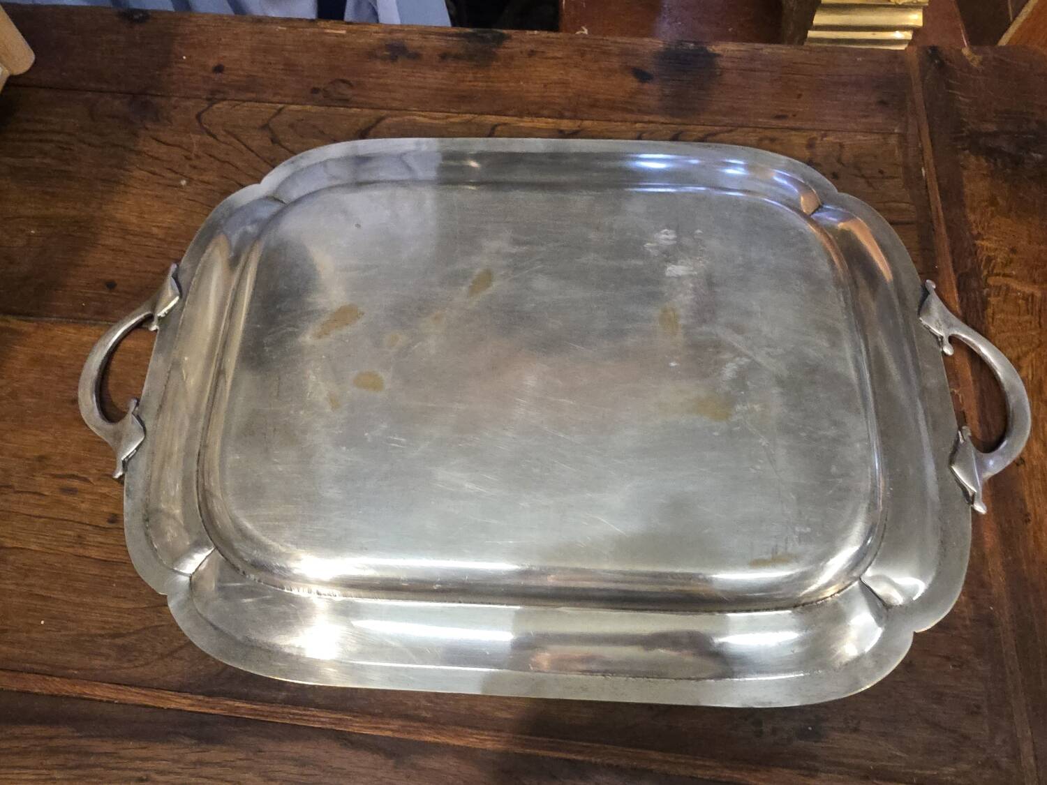 Silver-plated metal tray from the mid-20th century