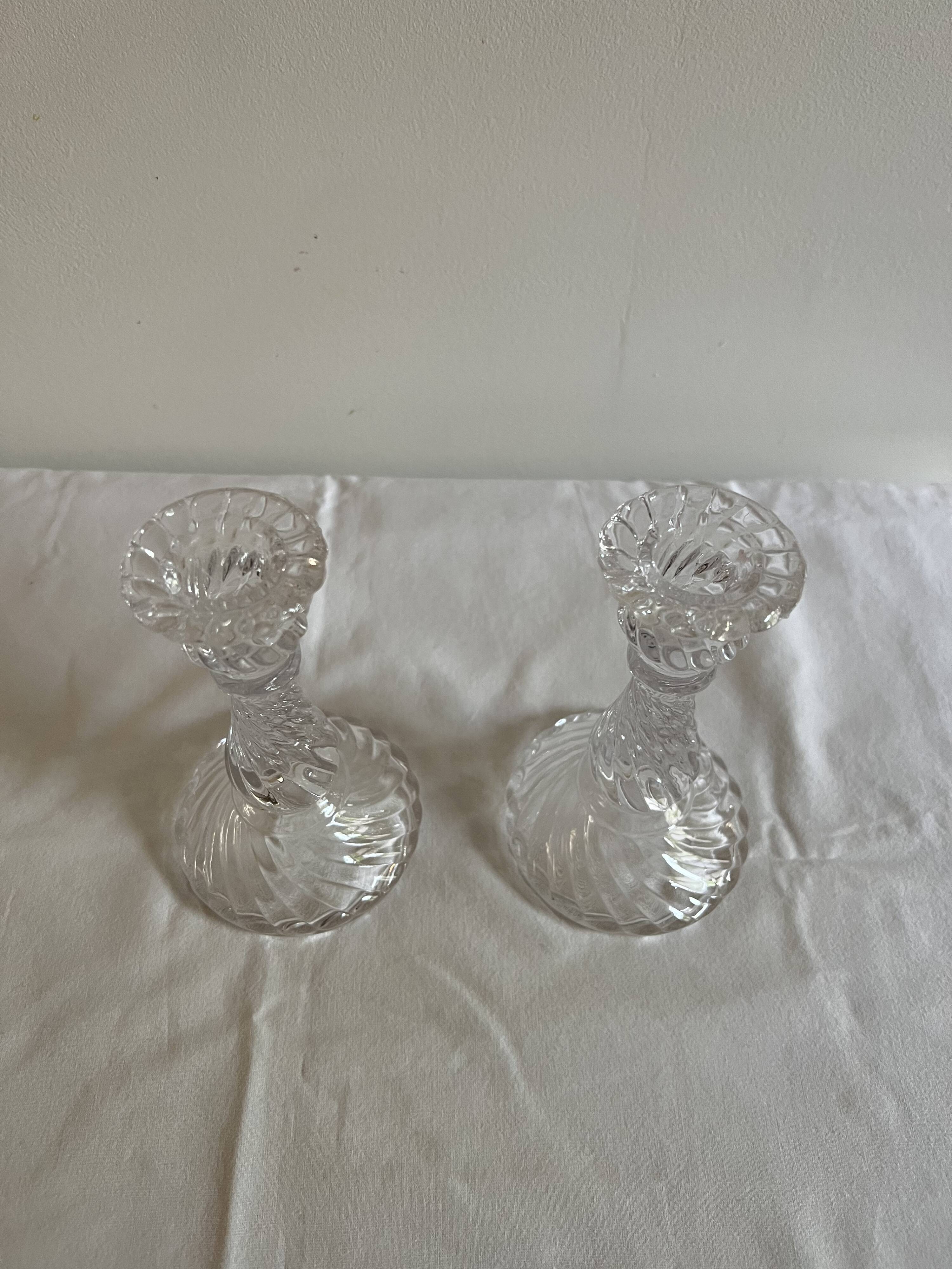Pair of glass candle holders