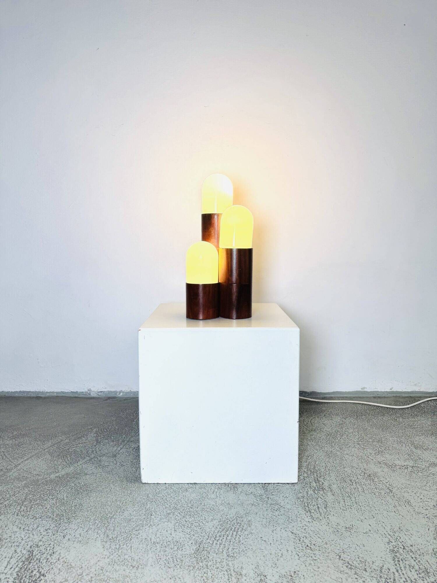 Sculptural Dome Table Lamp In Cylindrical Rosewood, Brasil Circa 1960