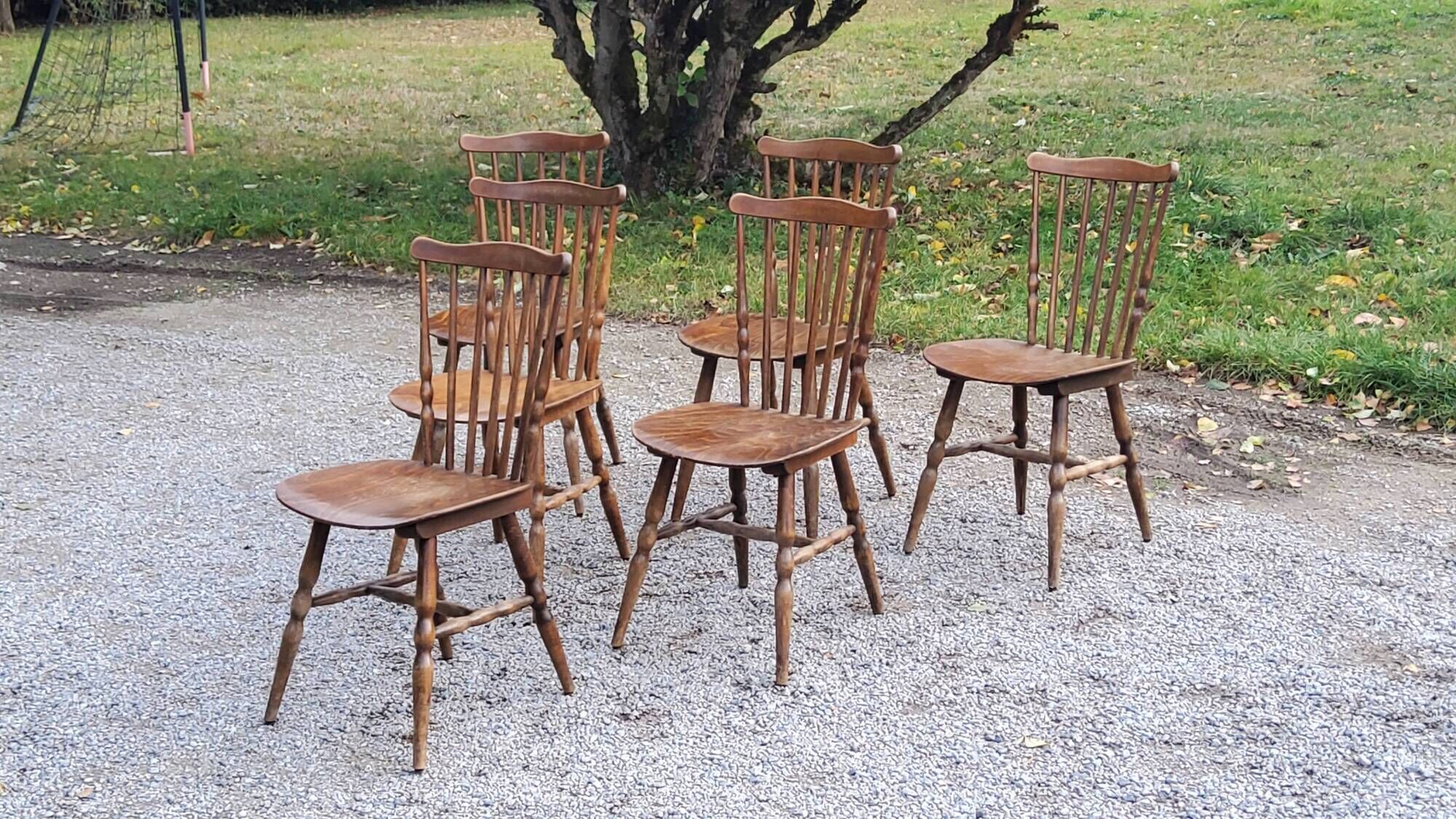 Set de 6 chaises de bistrot Baumann vintage des années 60