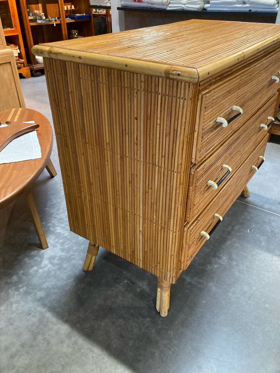 Vintage rattan chest of drawers 1960