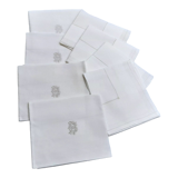 Set of 8 satin damask tablecloths, 19th, monogrammed "BG"