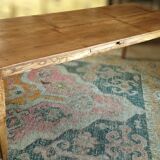 Solid oak farmhouse table with two-plank top
