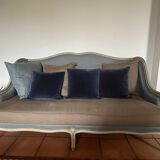 “Mise en demeure” bench in solid beech and velvet, Louis XV style