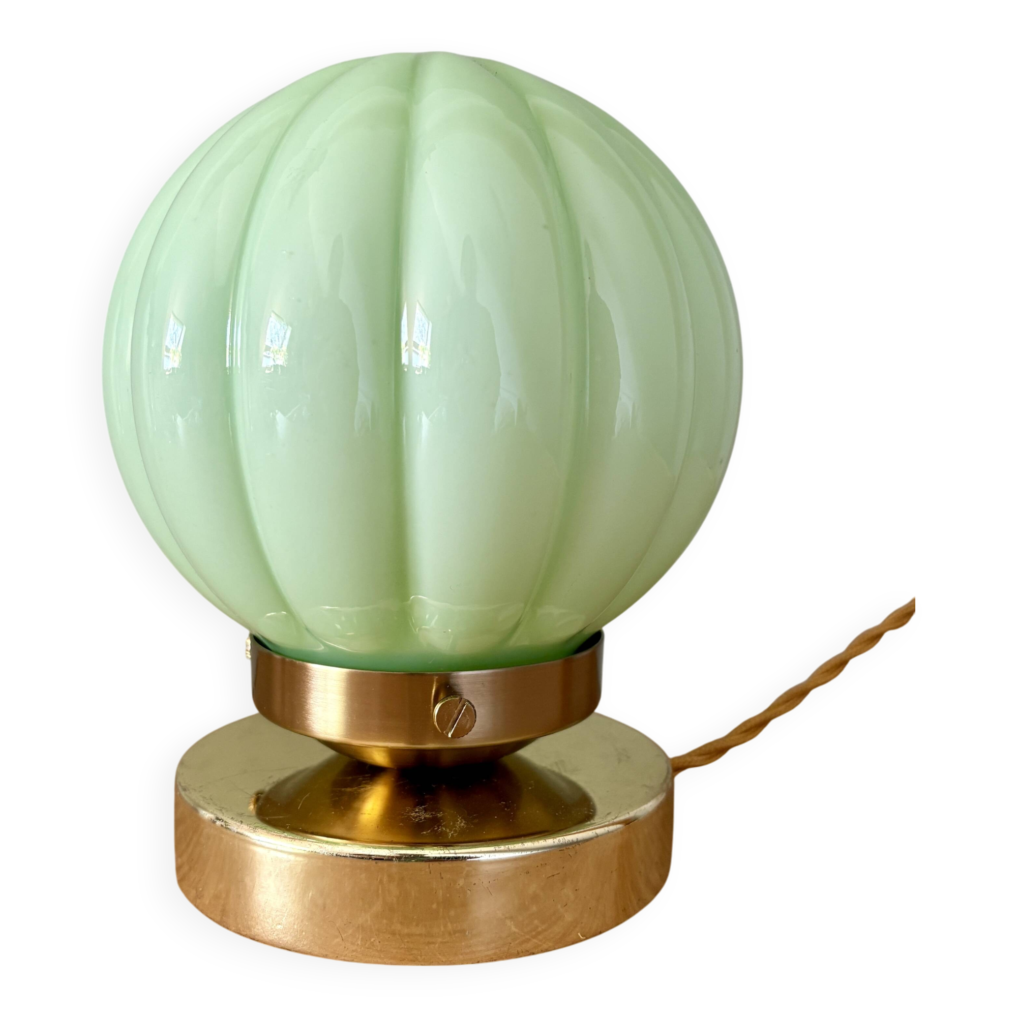 Vintage mint green opaline globe table lamp