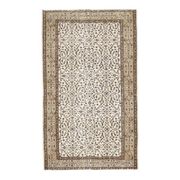 Vintage Turkish Oushak Handmade Wool Cotton White Area Rug 119x202