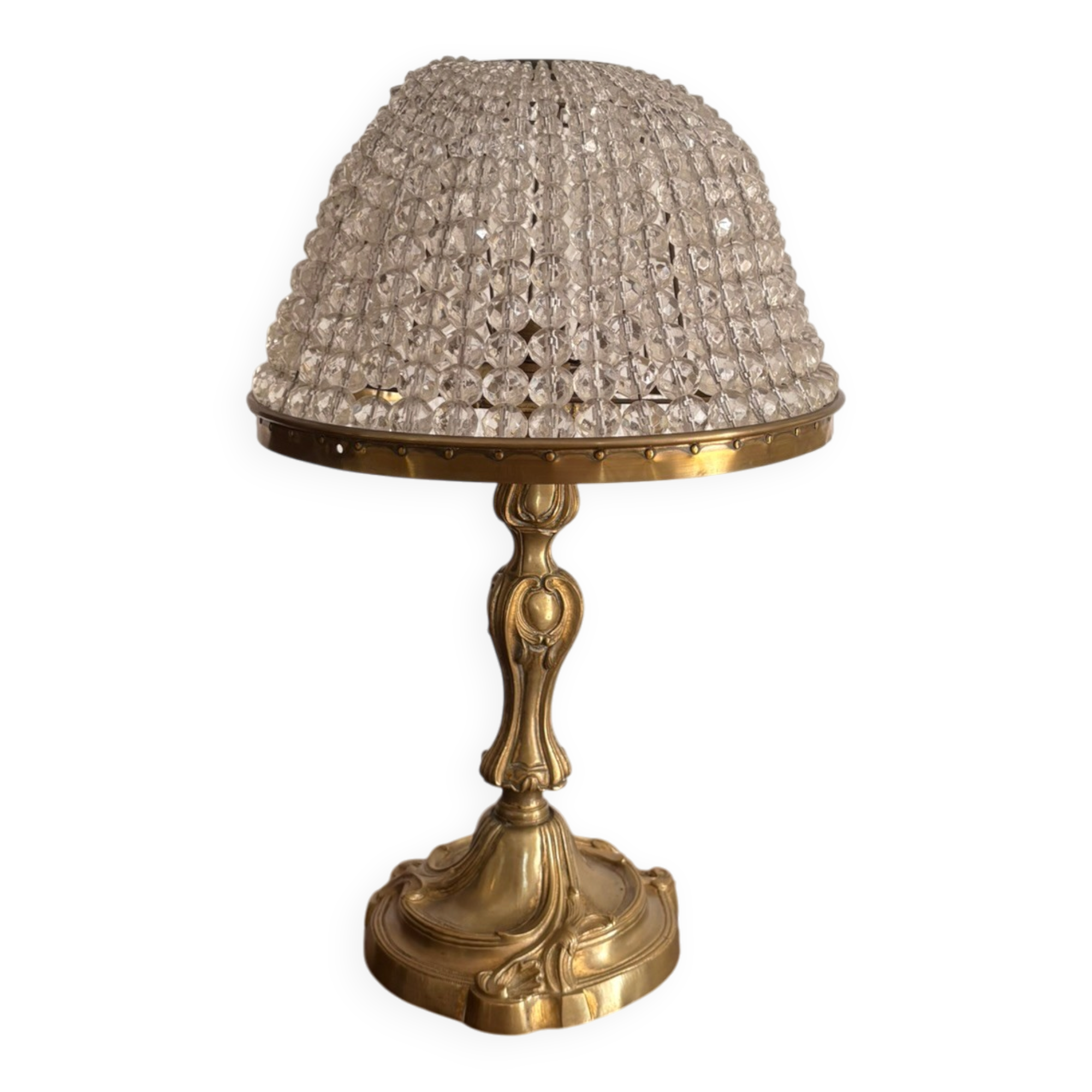 Antique Art Nouveau Boudoir Lamp Gilded Brass Glass Pendant 19th Century