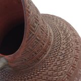Pitcher in structured brown ceramic