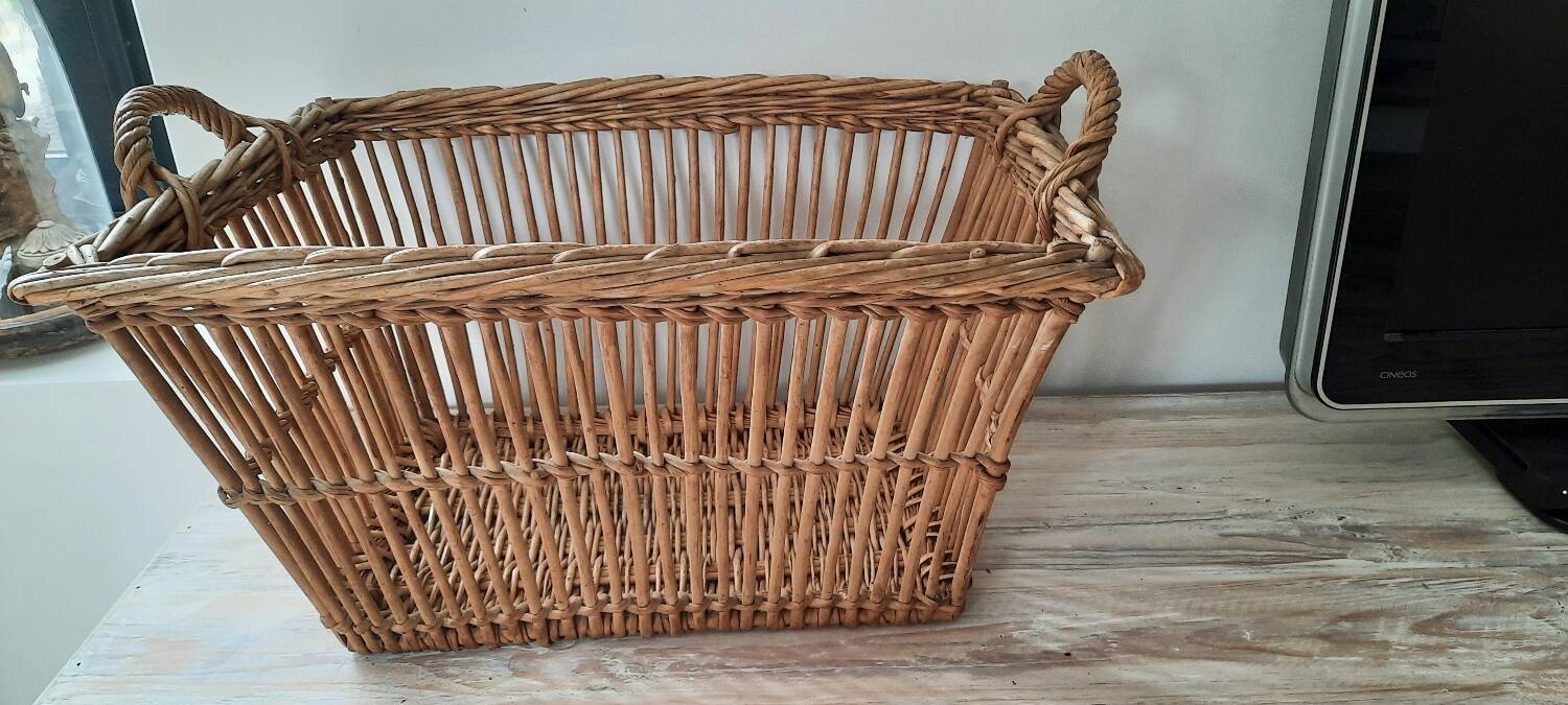 Old rattan laundry basket