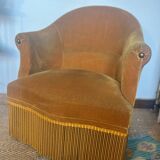 Vintage mustard yellow velvet toad armchair