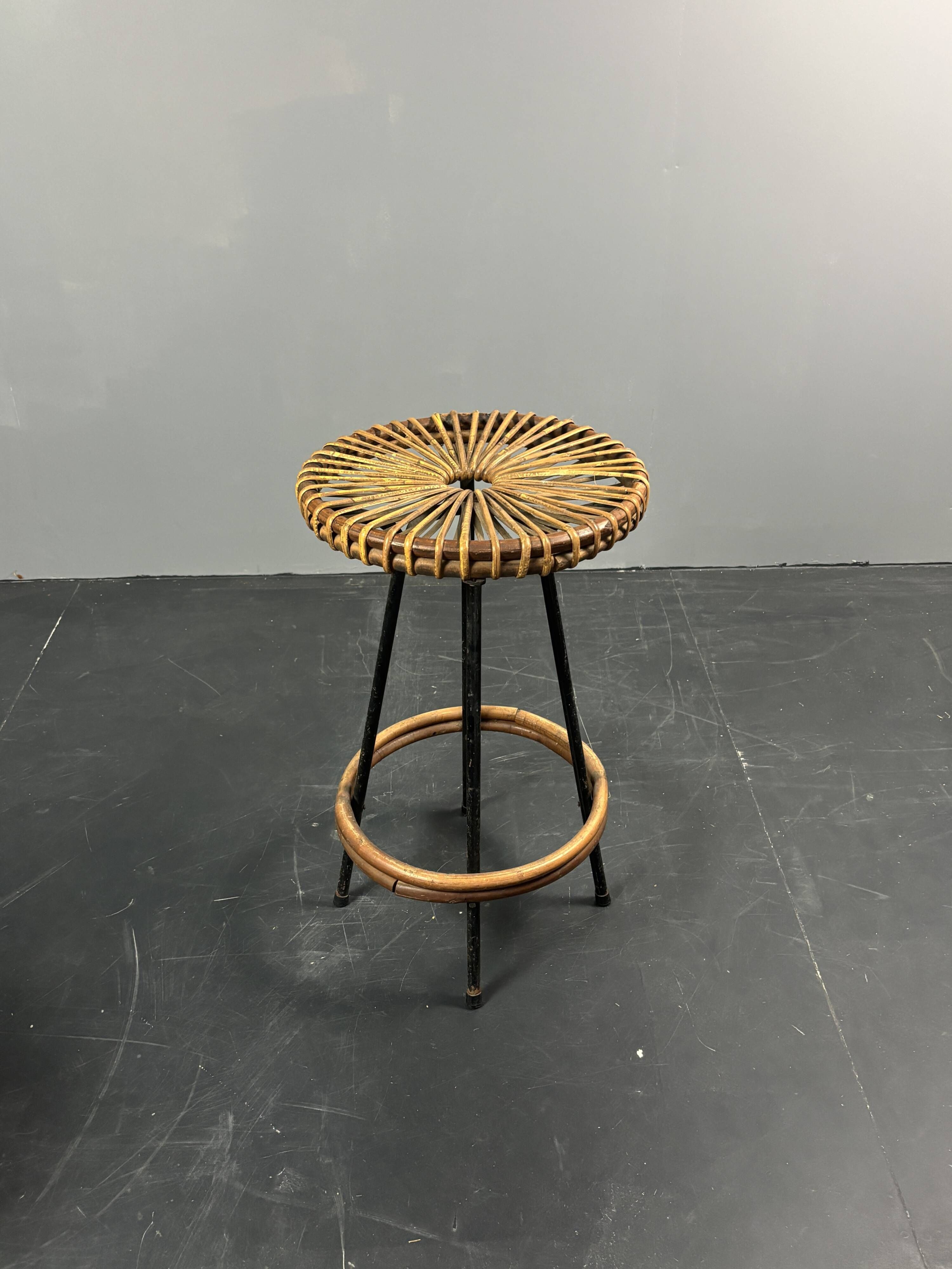 Midcentury Dutch rattan bamboo bar stools by Rohé Noordwolde, 1950s
