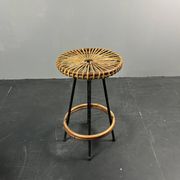 Tabourets de bar en rotin et bambou néerlandais des années 1950 par Rohé Noordwolde.
