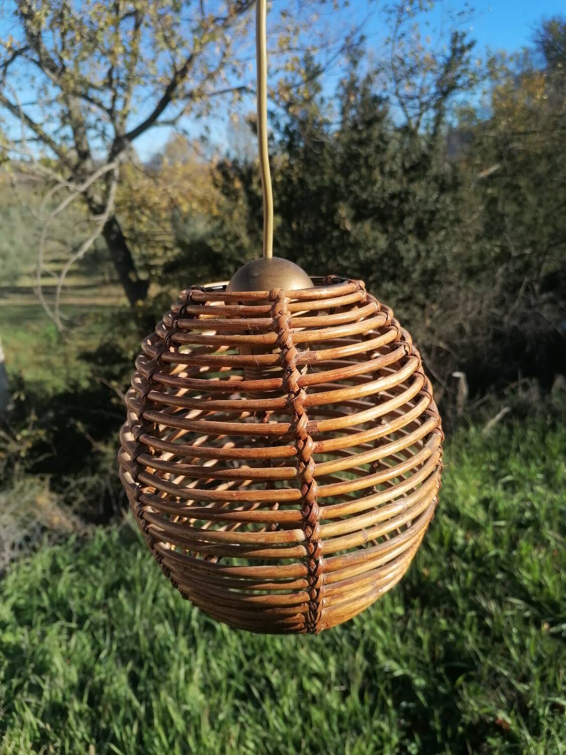 Ball rattan pendant light