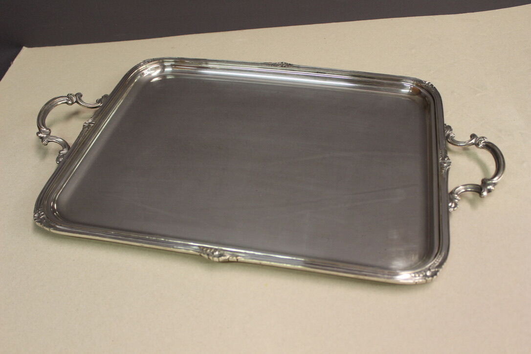 Louis XV style service tray in silver metal around 1900
