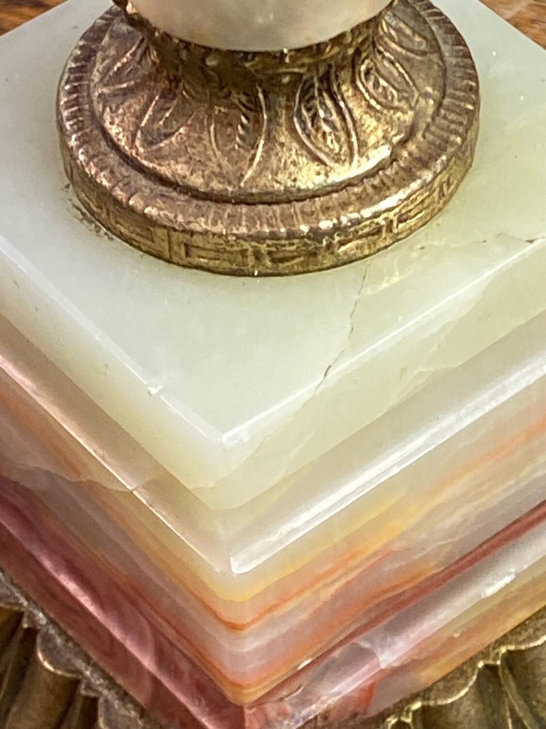 Twisted onyx and bronze lamp