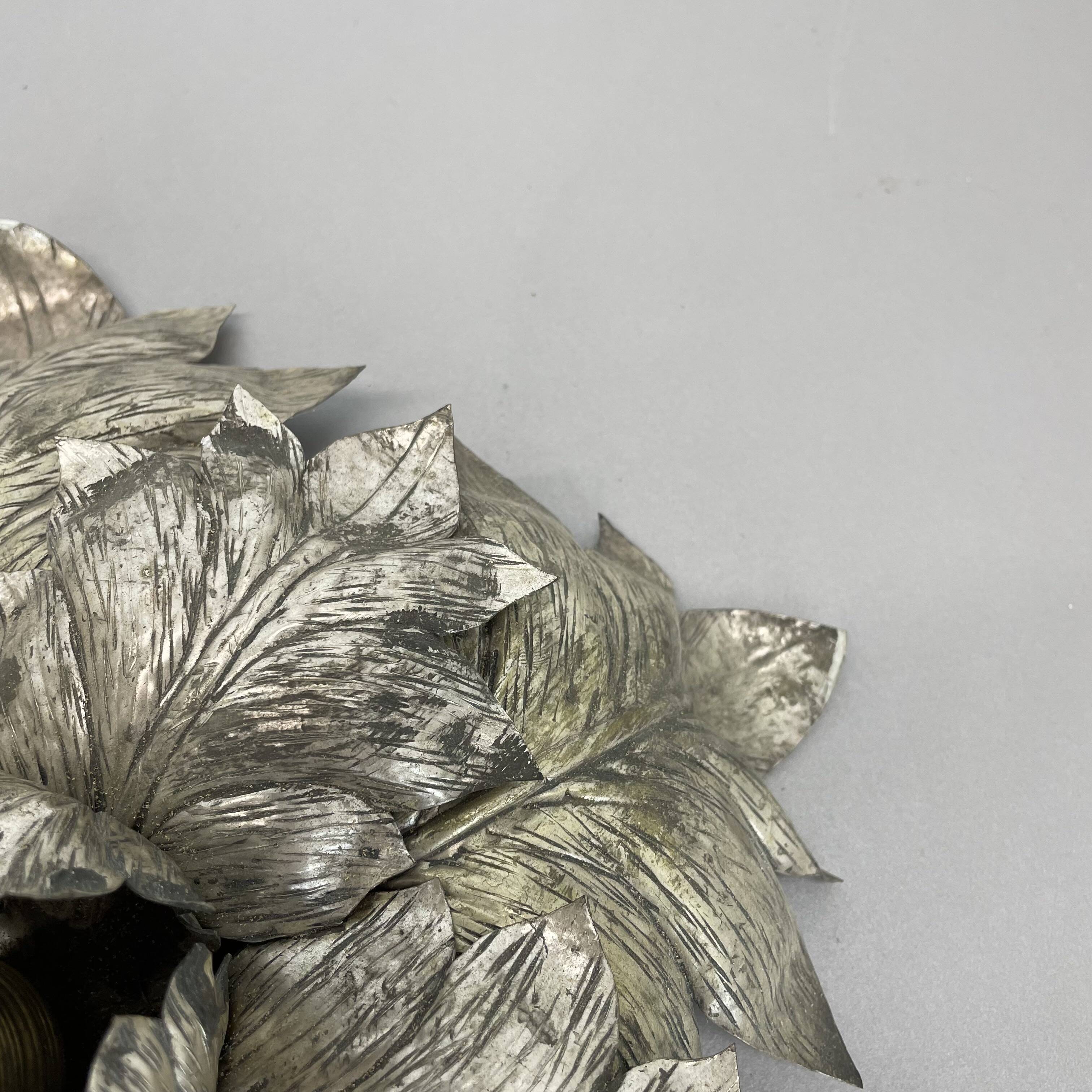 rare 36cm silver tone Metal Florentiner Leaf Theatre Ceiling Light, Italy