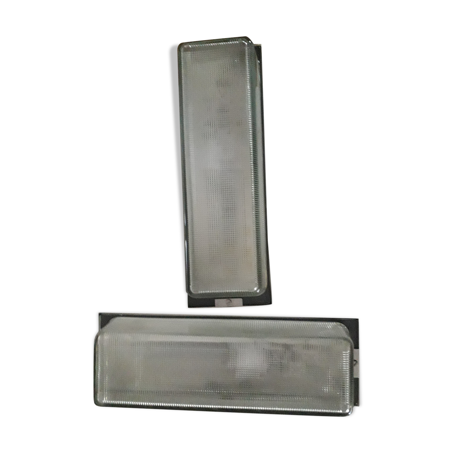 Pair of industrial rectangle wall lights