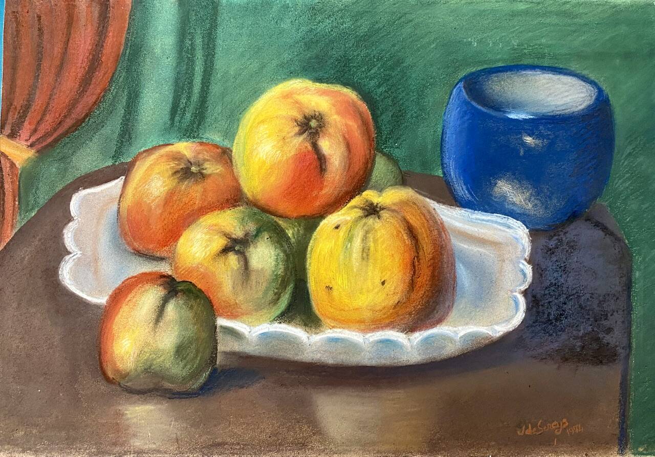Still life with fruit signed J de Sereys and dated 1974