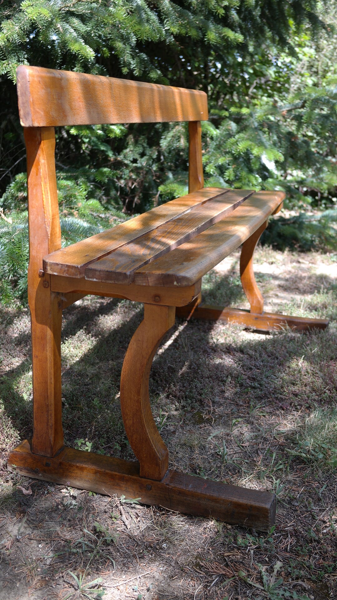 Old solid oak church pew