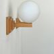 Pair of vintage wall lights, oak and opaline, France 1960