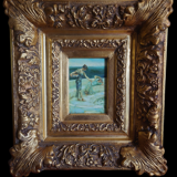 Tableau huile sur bois signé cadre doré xx siècle