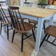 Sky blue and light wood farm table early 20th century 138 cm