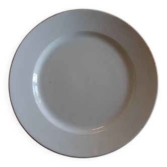 Grand plat rond ancien, plat de service XIXe s. en faïence Terre de Fer CREIL et MONTEREAU L.M & Cie