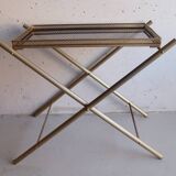 Serving tray, vintage serving tray in smoked glass and gold metal