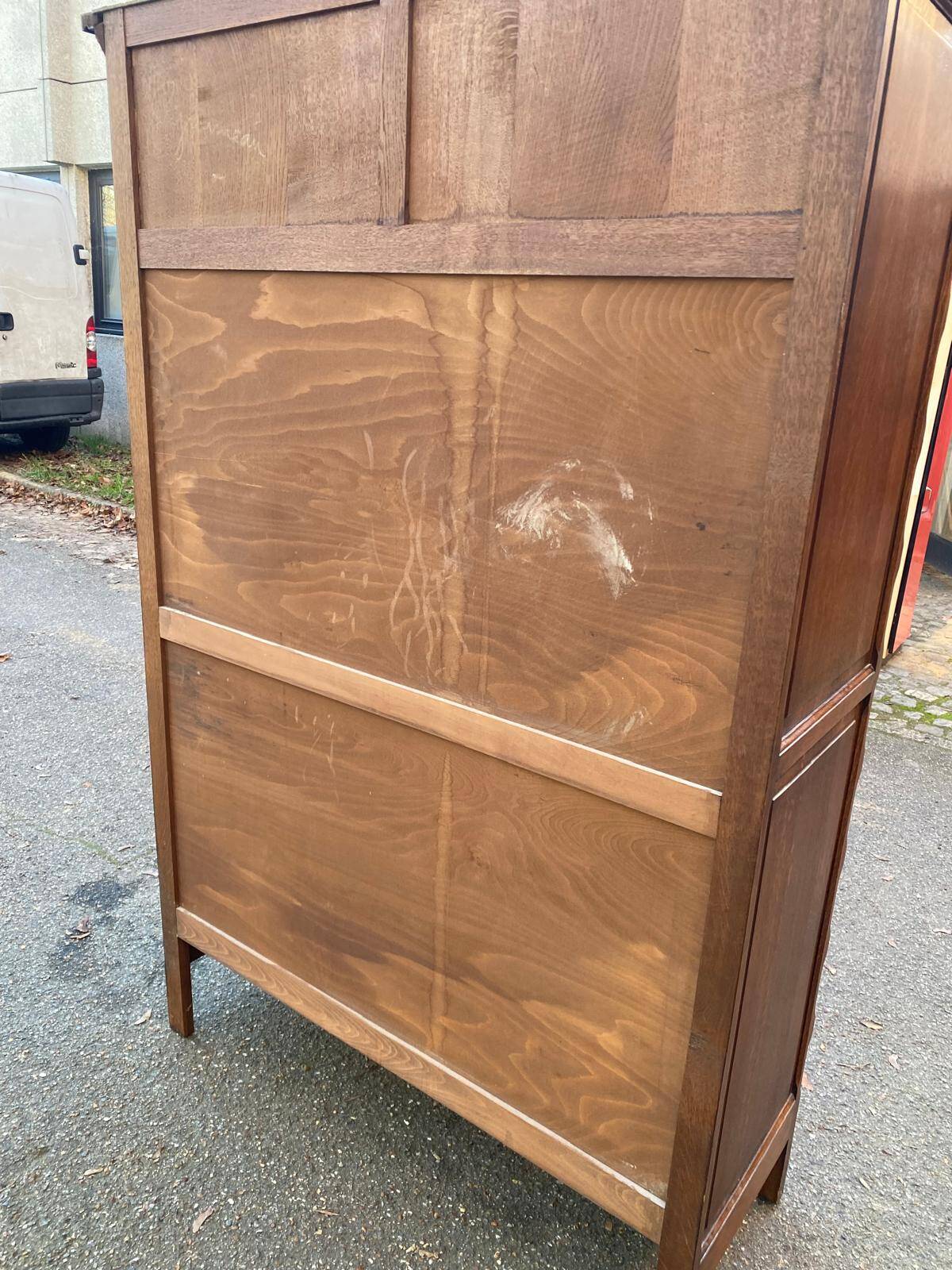 19th-century solid wood Spanish display cabinet 123x180cm