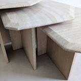 Tables gigognes en travertin années 1980