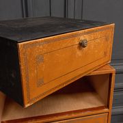 Furniture Cardboard chiffonnier leather patina fawn struck with iron 5 drawers