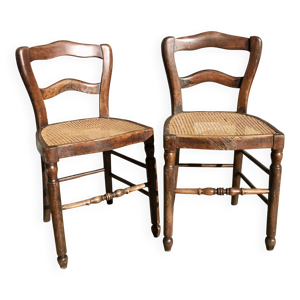 Paire de chaises en bois - cannage