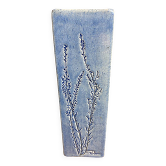 Blue stoneware vase, herbarium, Raymonde Leduc Vallauris