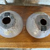 Pair of J-Line Vintage Grey Ceramic Ball Candle Holders #B771