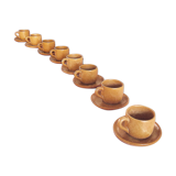 Set of 8 vintage cups and their saucer in sandstone