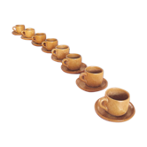 Set of 8 vintage cups and their saucer in sandstone