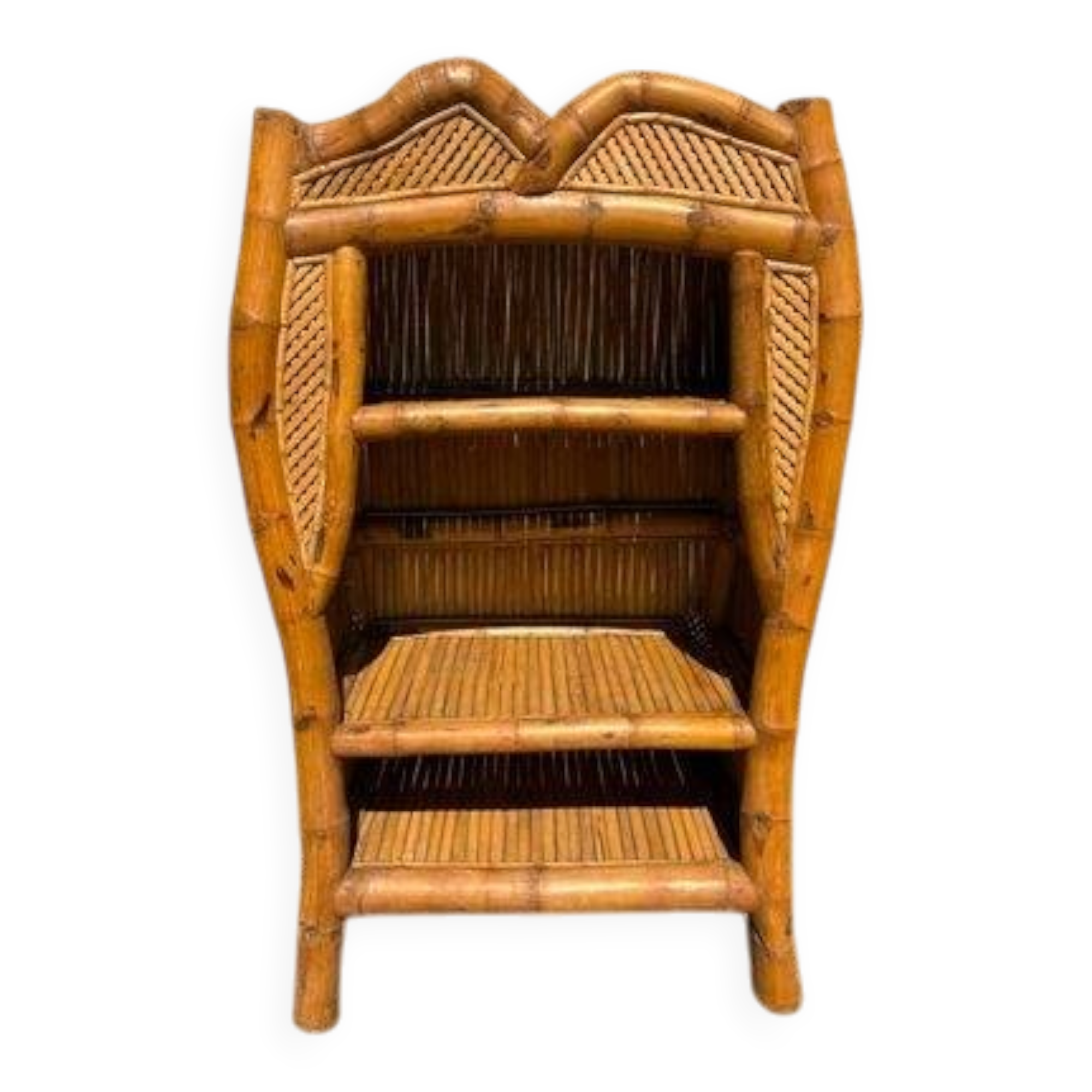 Étagère en bambou exotique – Style tropical / tiki – Très décorative