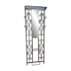 Large vintage wall coat rack in wrought iron with mirror and shelf.