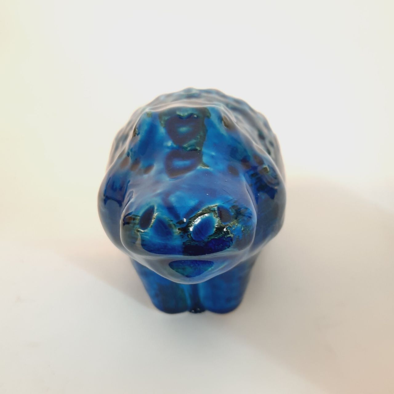 Vintage hippo statue, design Aldo Londi for Bitossi, Rimini blue series.