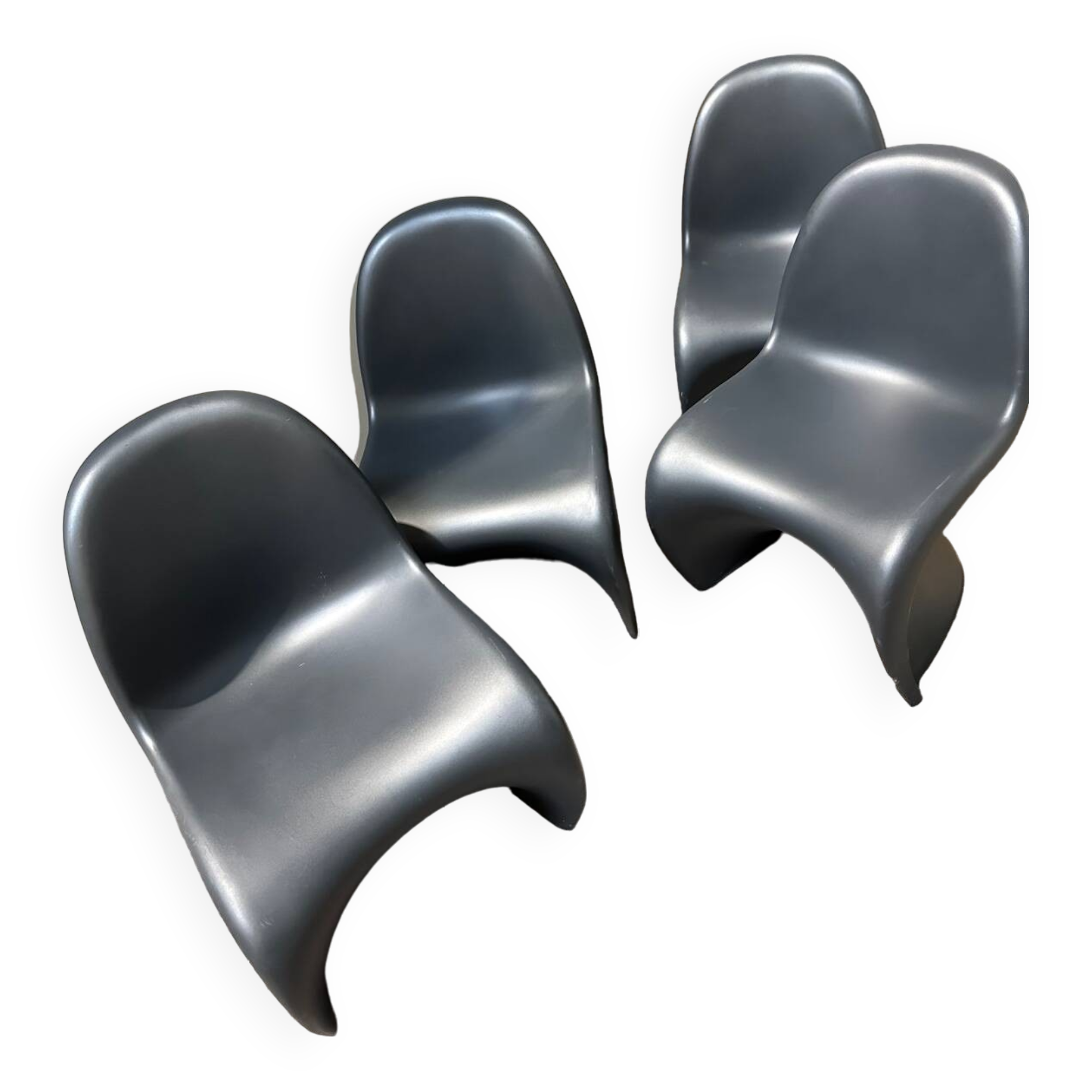 4 chaises Panton par vitra noires mates