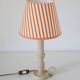 Lampe bougeoir, Pied bois tourné Ancien & Abat-jour Rayé