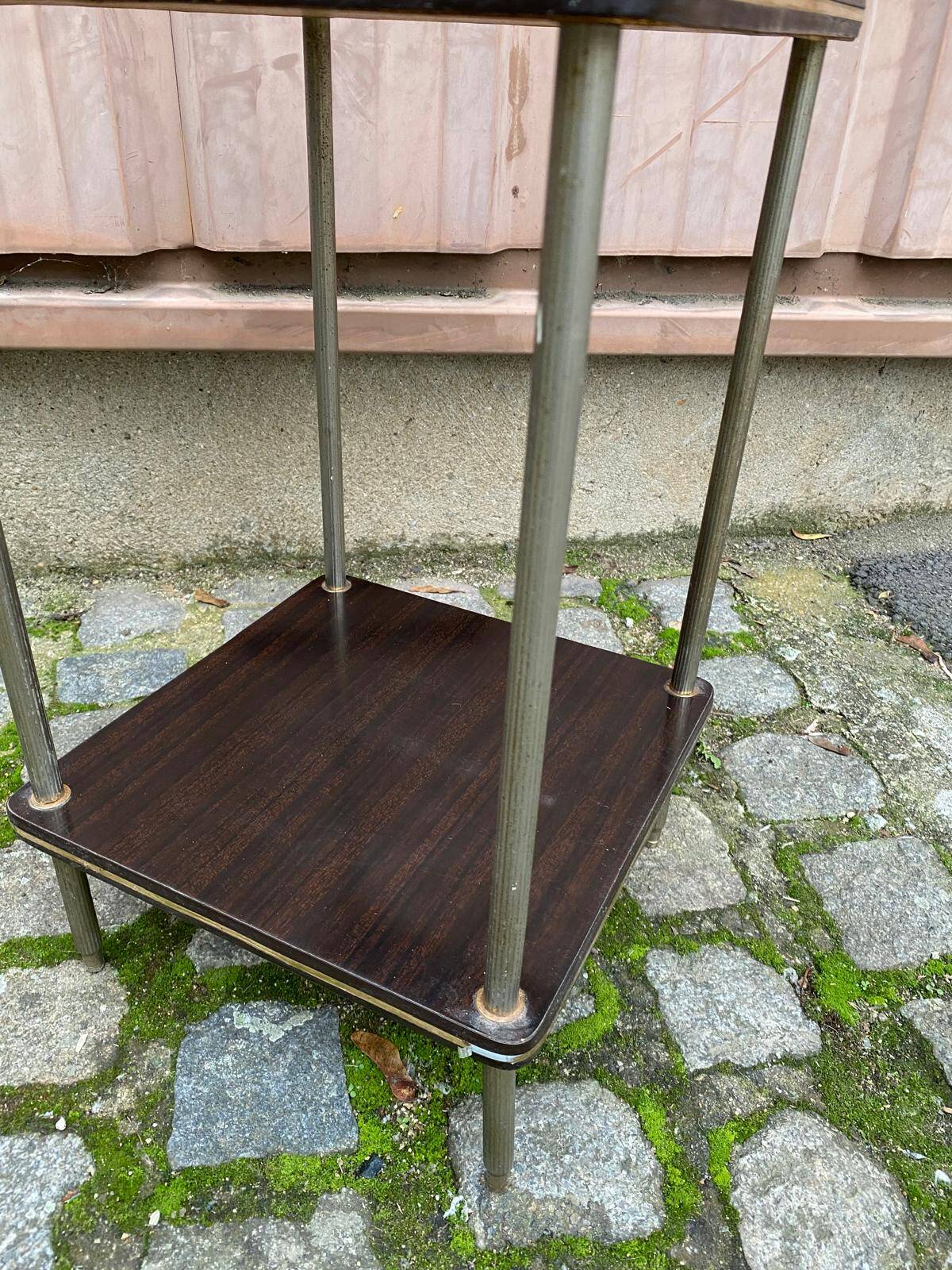 Étagère en palissandre et laiton doré 3 plateaux 1960