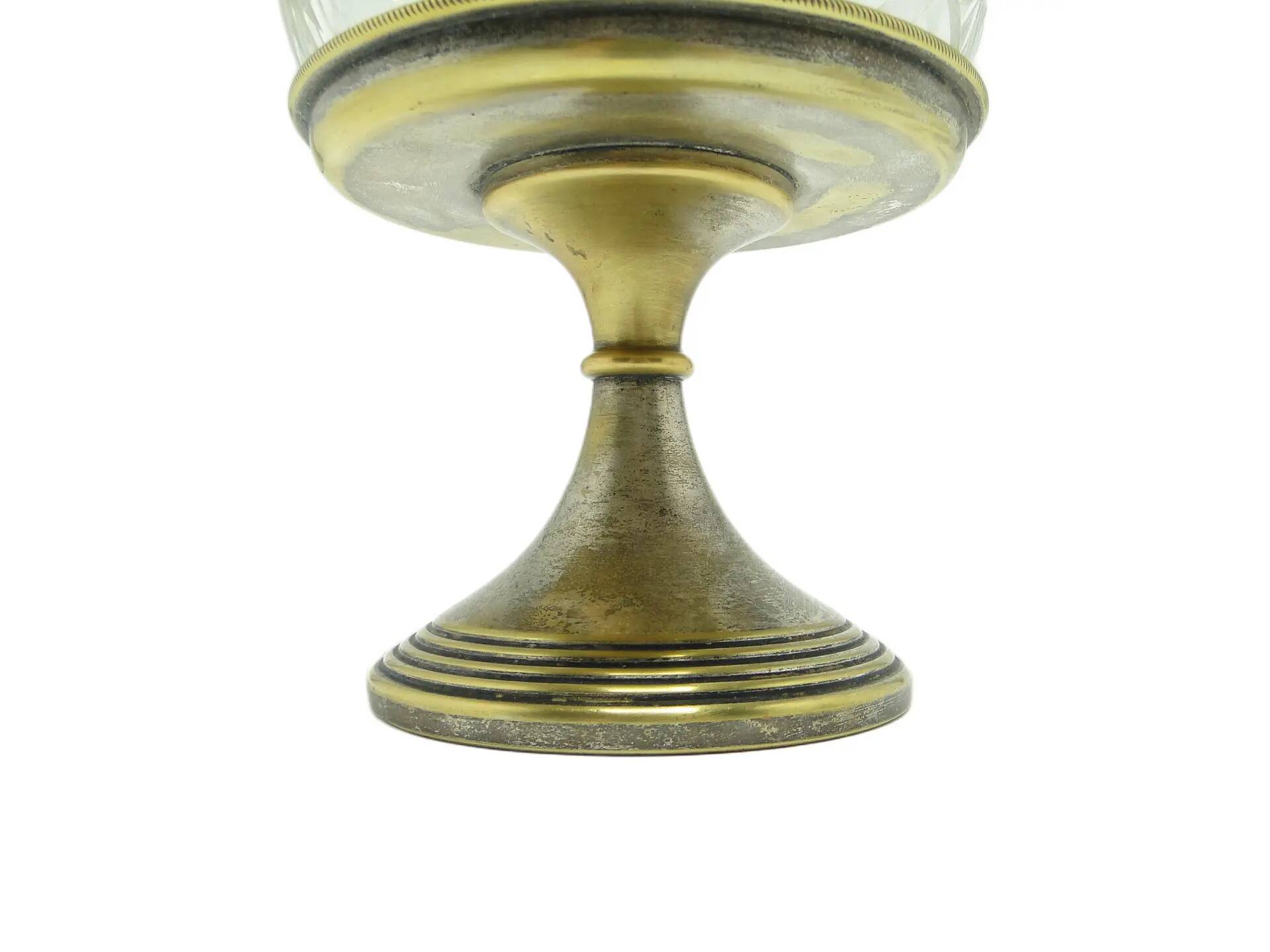 Sugar bowl, Art Deco, silver-plated brass, glass, Poland, 1930s.