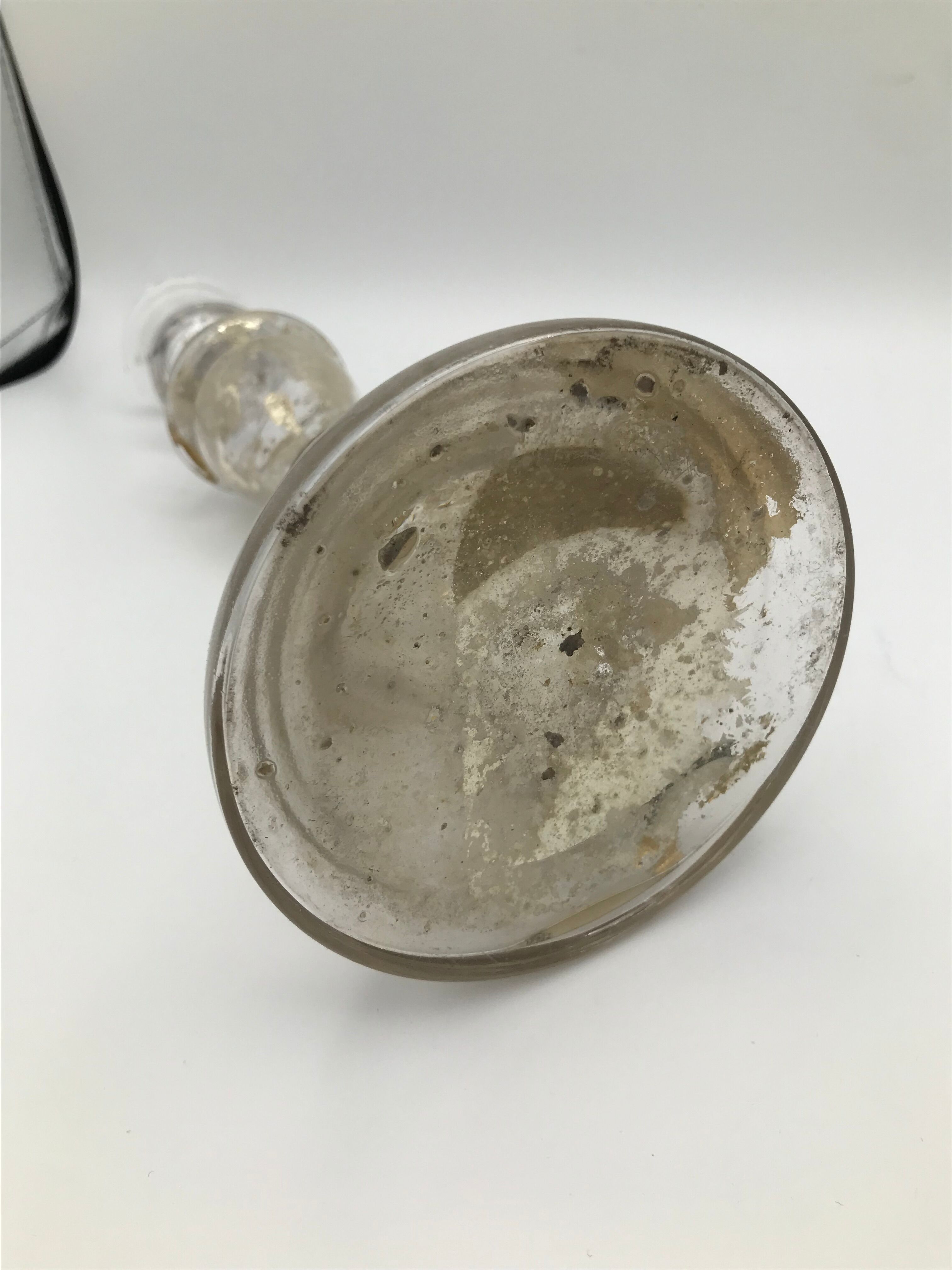 Candlestick in mercurized glass eglomized XlXth 28 cm