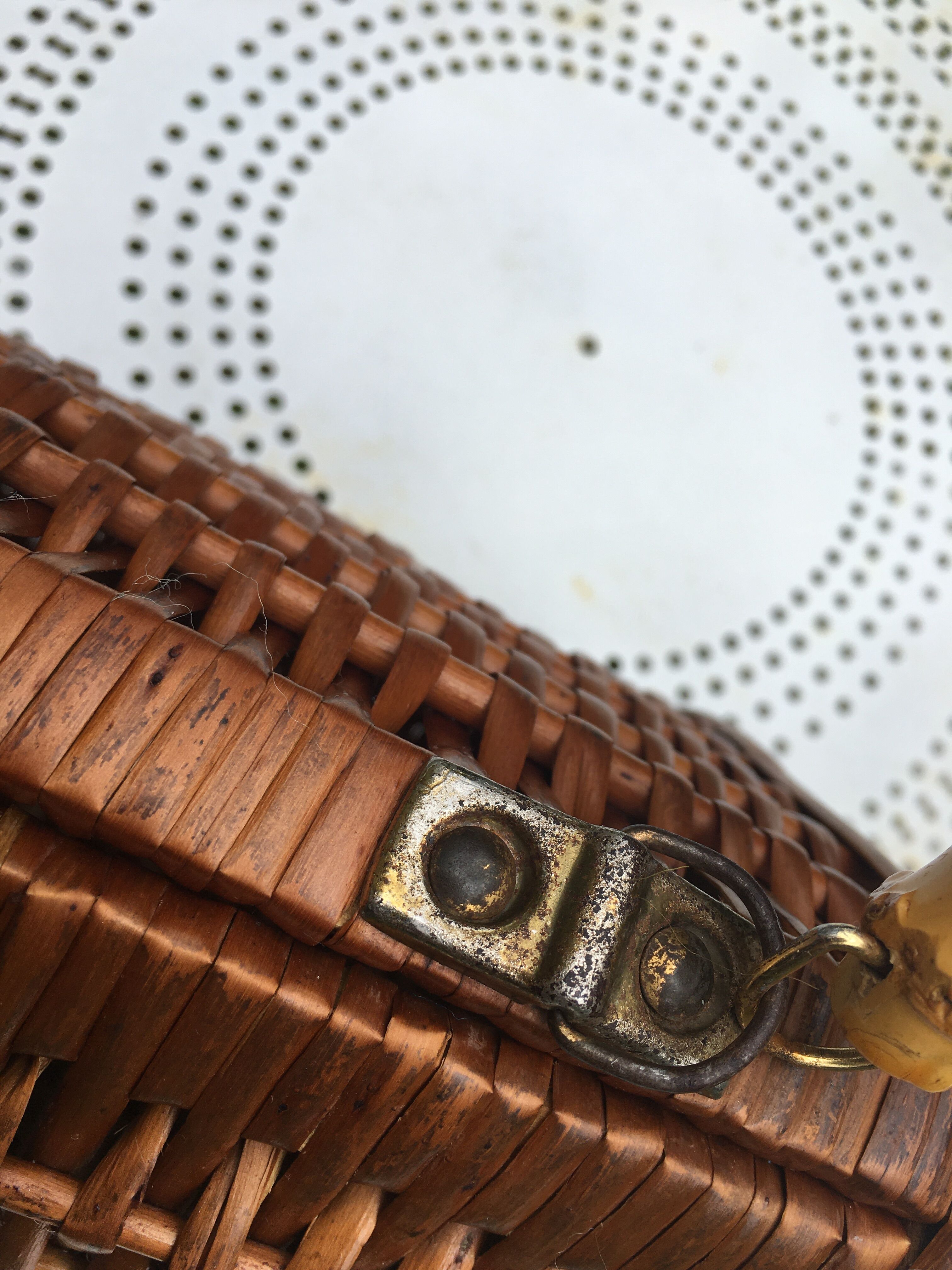 60'S braided wicker basket / hand bag