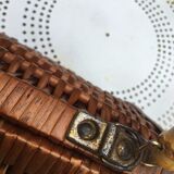 60'S braided wicker basket / hand bag